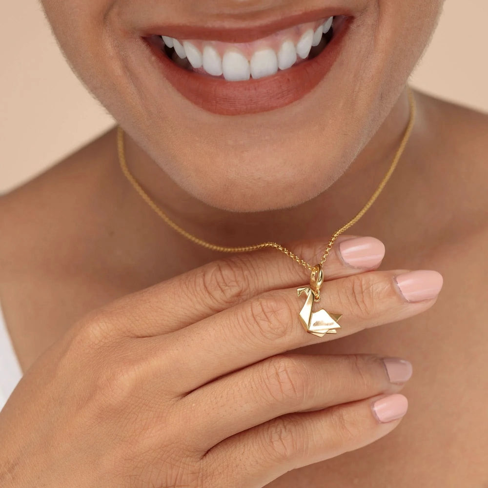 Gold Plated Origami Swan Charm CGOSW