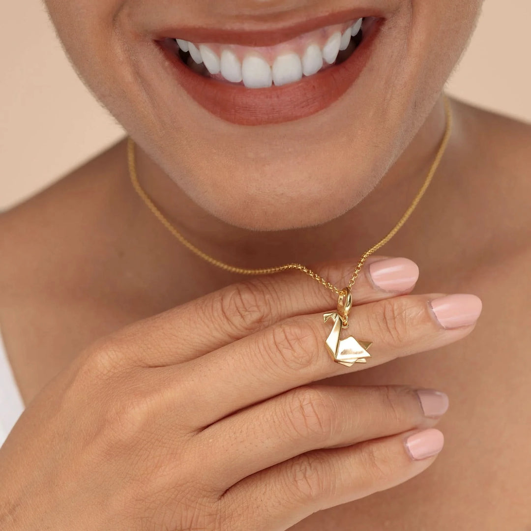 Gold Plated Origami Swan Charm CGOSW