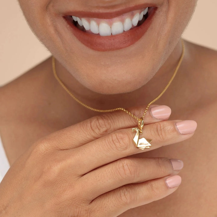 Gold Plated Origami Swan Charm CGOSW