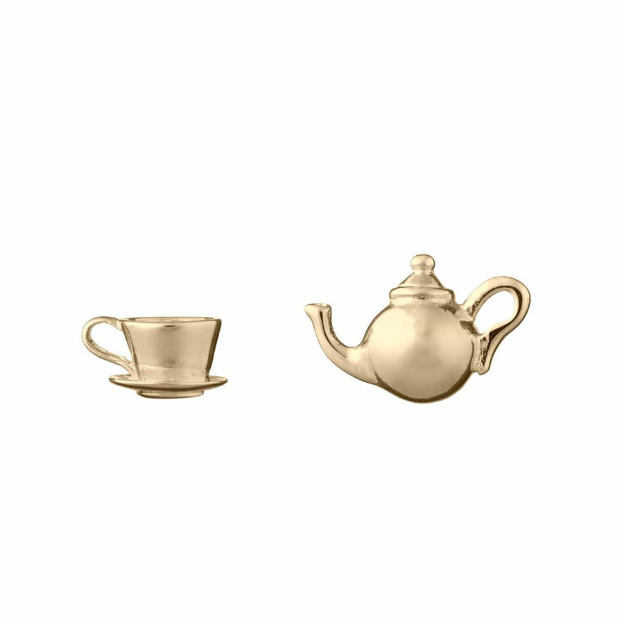 Gold Plated Teapot and Teacup Stud Earrings SEGTTM