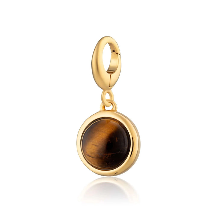 Gold Plated Tigers Eye Healing Courage Stone Charm CGHSTE