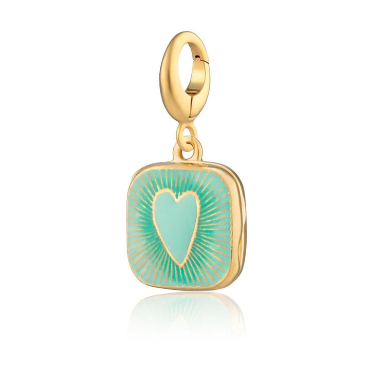 Gold Plated Turquoise Heart Locket Charm CGHLTU