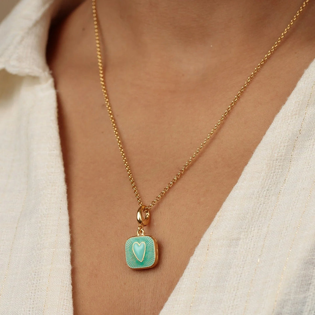 Gold Plated Turquoise Heart Locket Charm CGHLTU