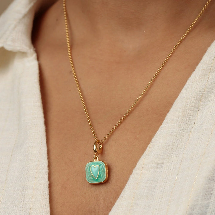 Gold Plated Turquoise Heart Locket Charm CGHLTU