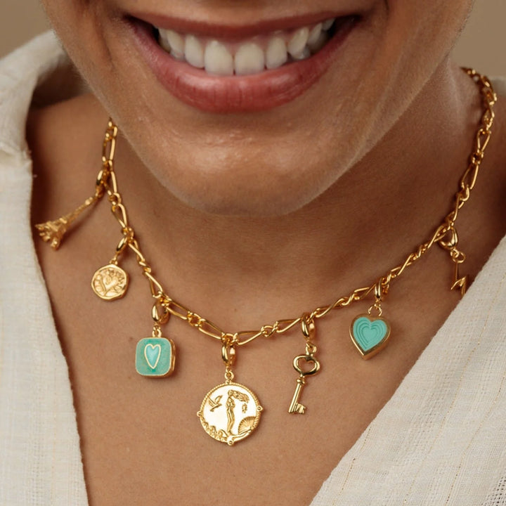 Gold Plated Turquoise Heart Locket Charm CGHLTU