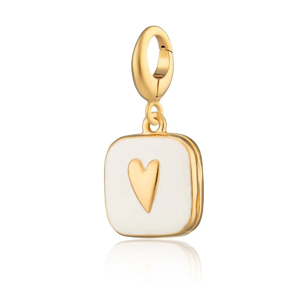 Gold Plated White Heart Locket Charm CGHLWH