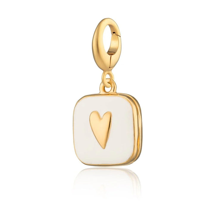 Gold Plated White Heart Locket Charm CGHLWH