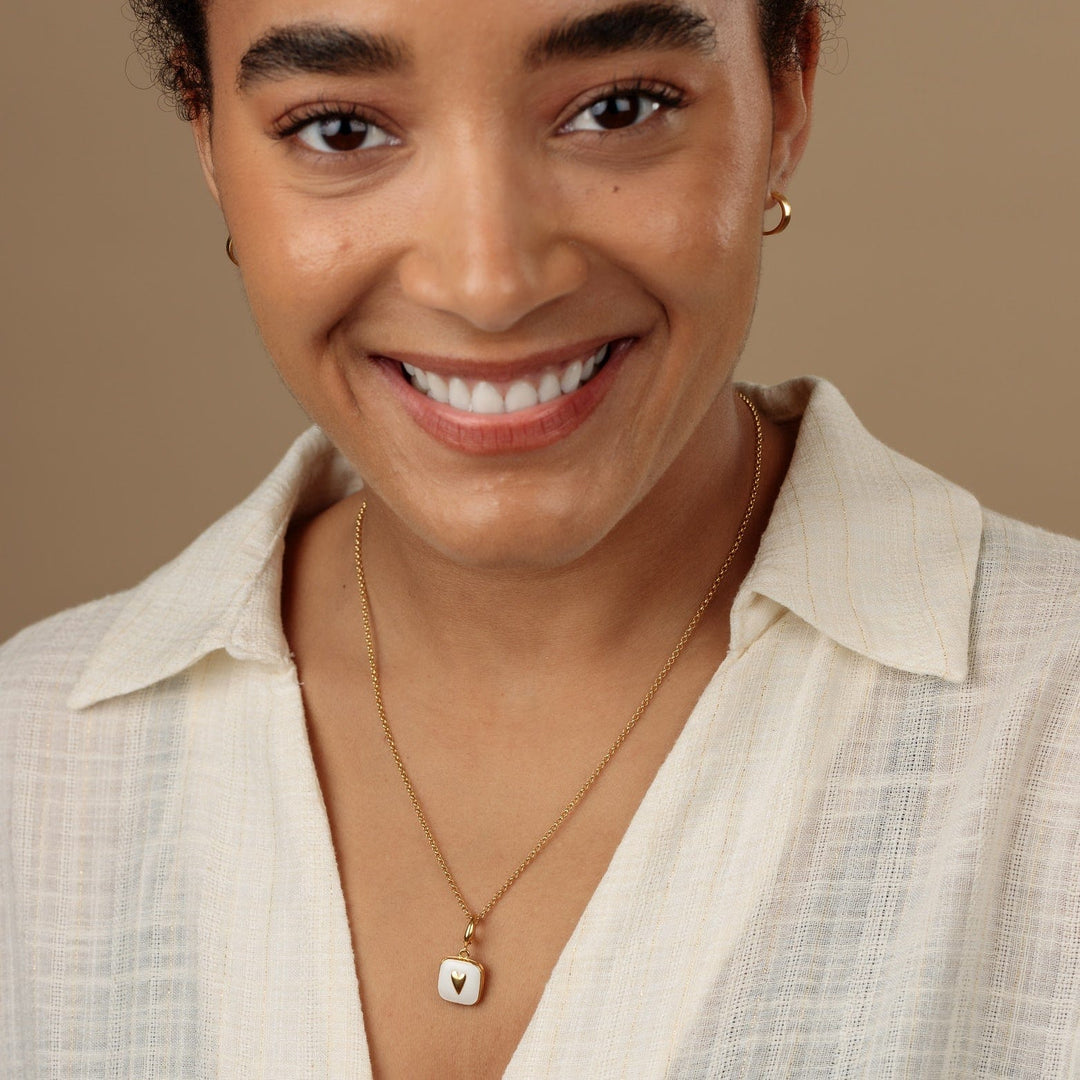 Gold Plated White Heart Locket Charm CGHLWH