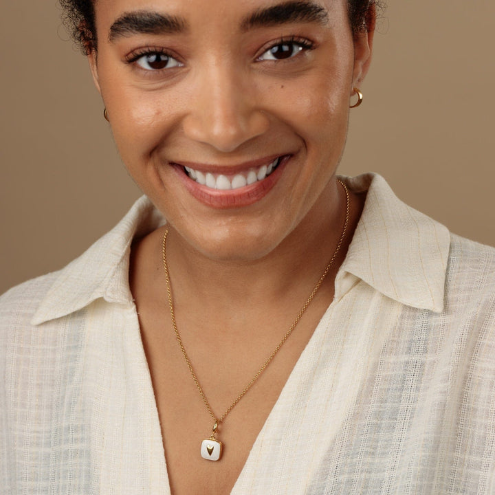 Gold Plated White Heart Locket Charm CGHLWH