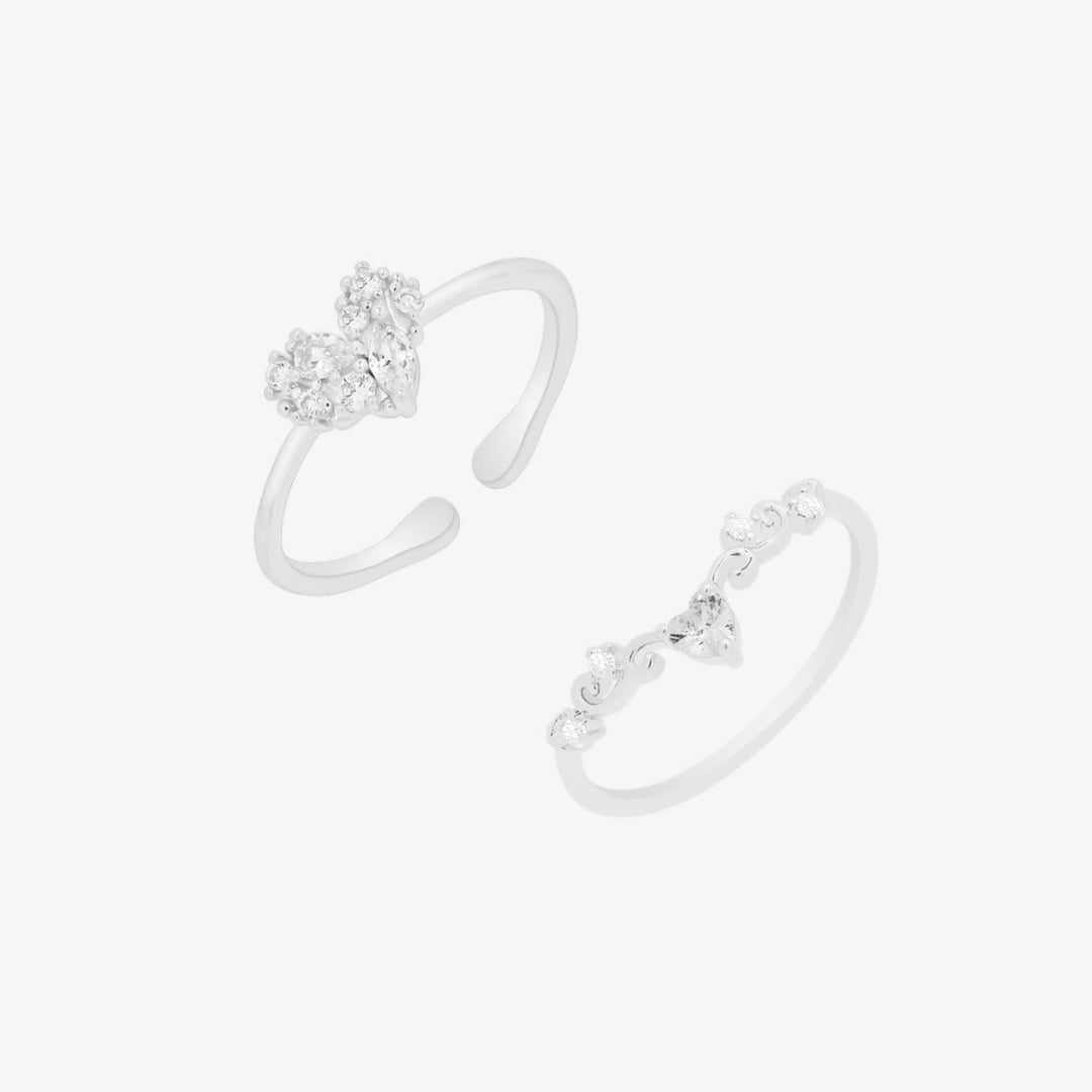 Heart Ring Set In Silver-0