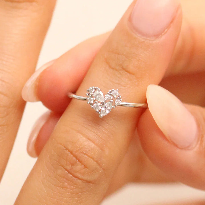 Heart Ring Set In Silver-2