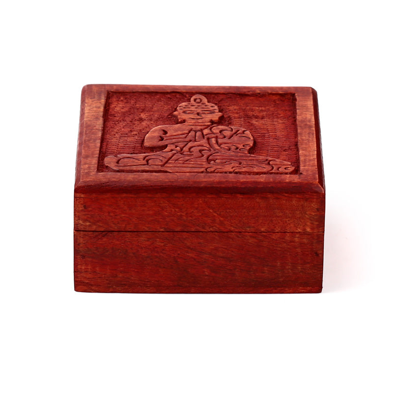 Mango Wood Carved Thai Buddha Trinket Box IF250M