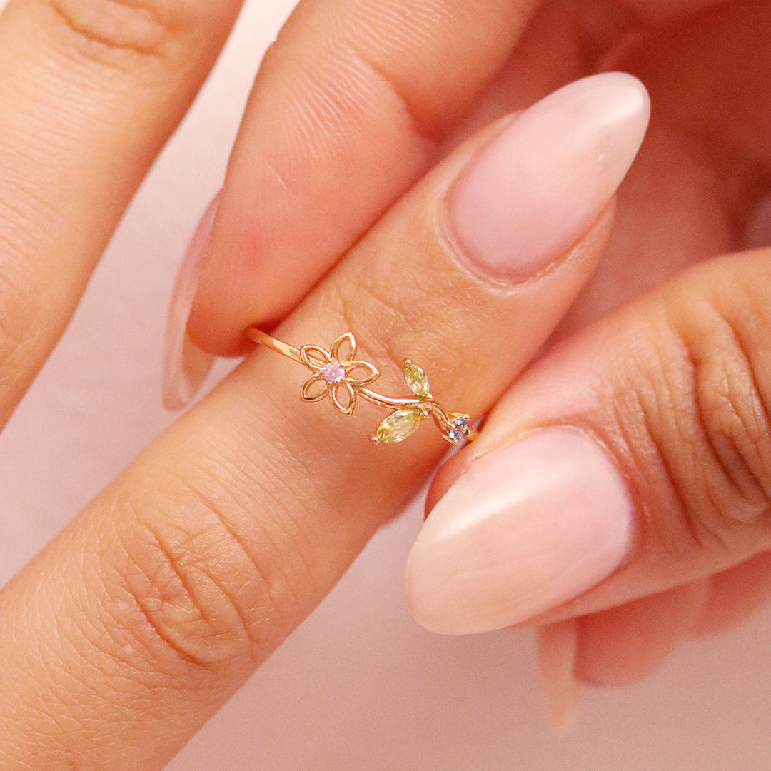 Peridot flower ring-2