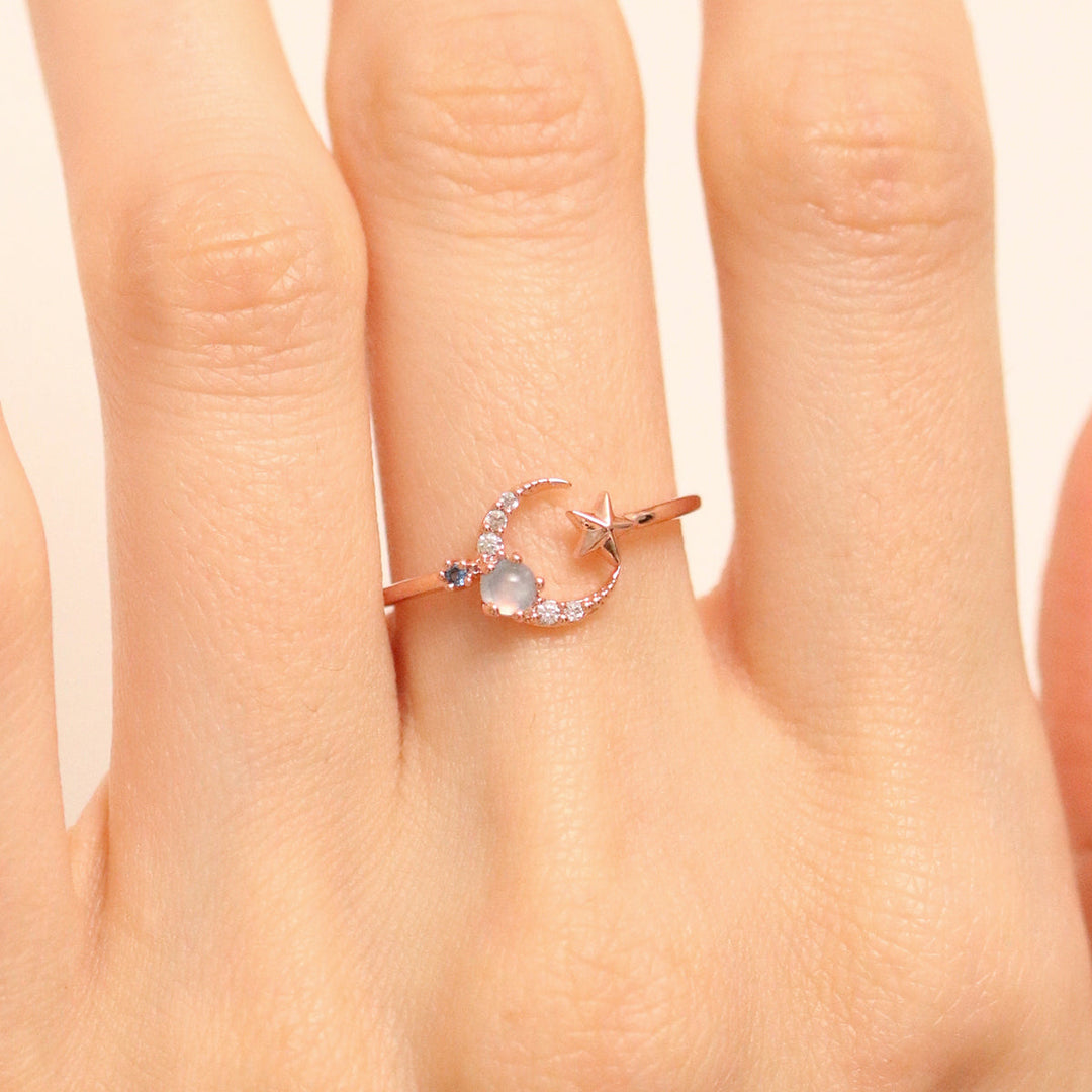 Moon cubic moonstone ring-4