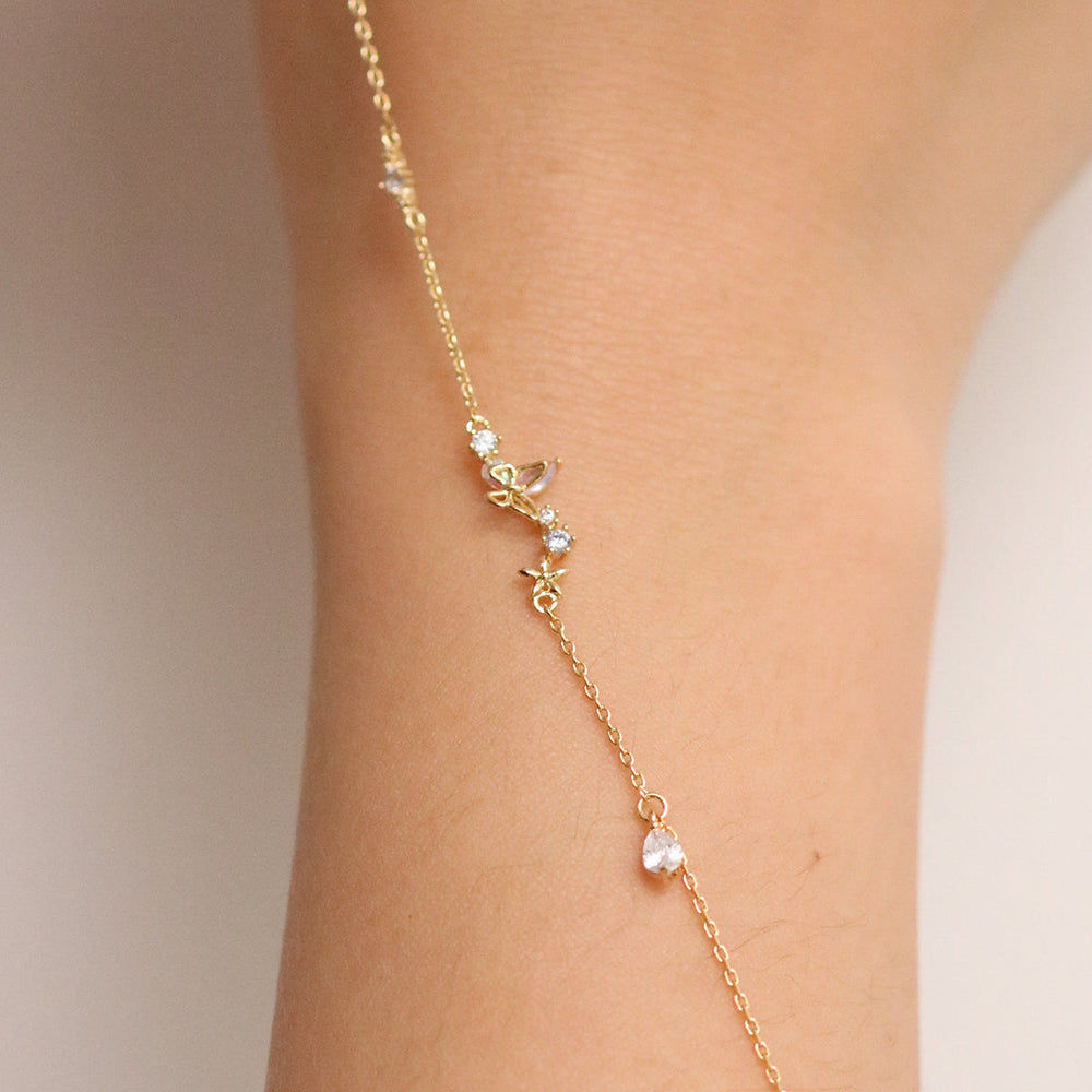 Smoked Topaz Cubic Charm Butterfly Bracelet