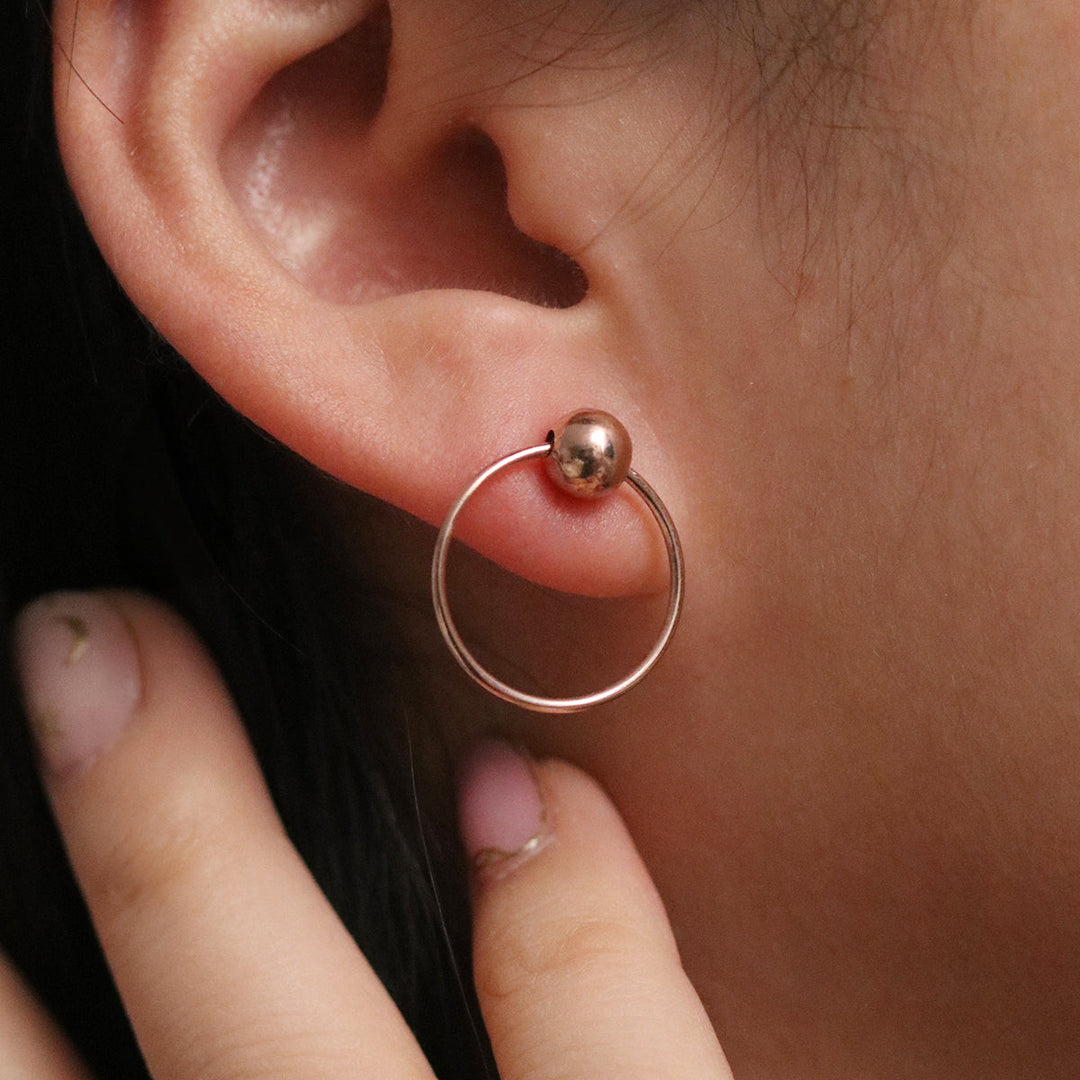 Ball with line circle earrings-3