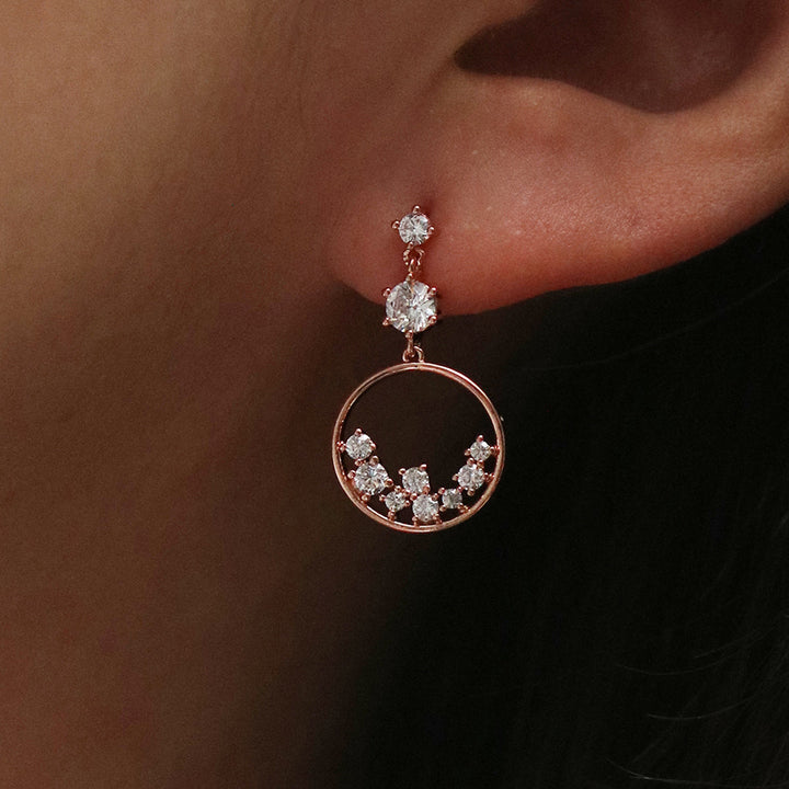 Circle cubic bunch earrings-1