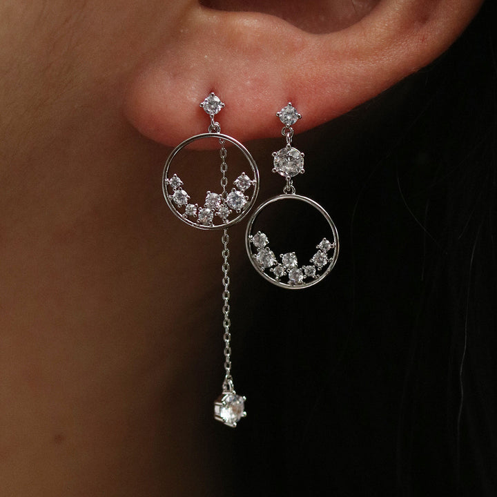 Circle cubic bunch earrings-3