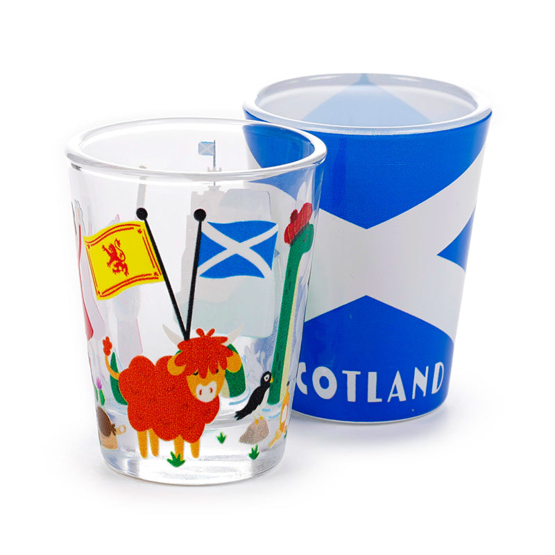 Set of 2 Scotland Souvenir Glass Shot Glasses (50ml) JAR103