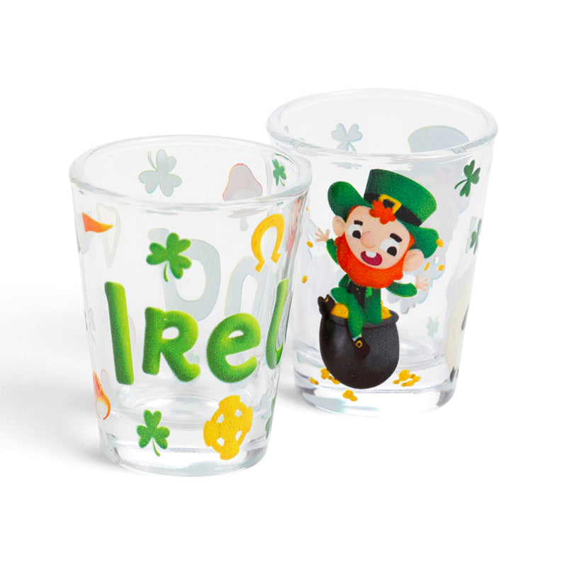 Set of 2 Ireland Luck of the Irish Leprechaun Glass Shot Glasses (50ml) JAR104