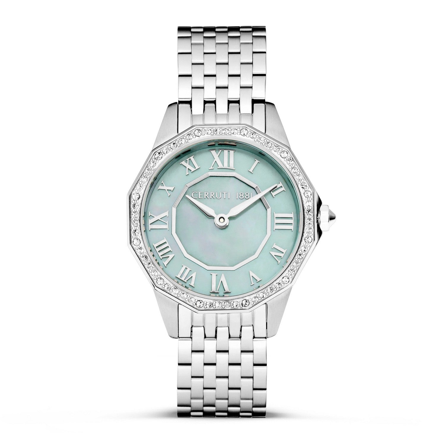 Cerruti Ladies Silver Bracelet Blue Pearl Dial Watch CIWLG0008204