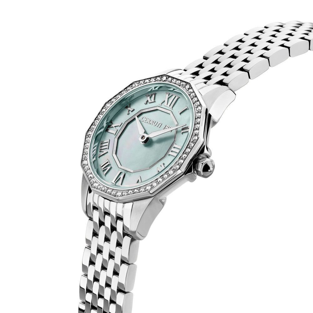 Cerruti Ladies Silver Bracelet Blue Pearl Dial Watch CIWLG0008204