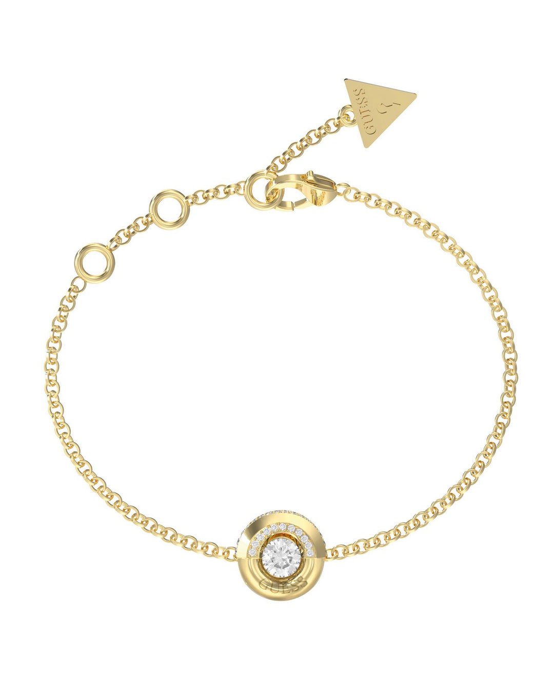 Guess Womens Large Majorelle 12mm Coin Pave Bracelet UBB05378YGL