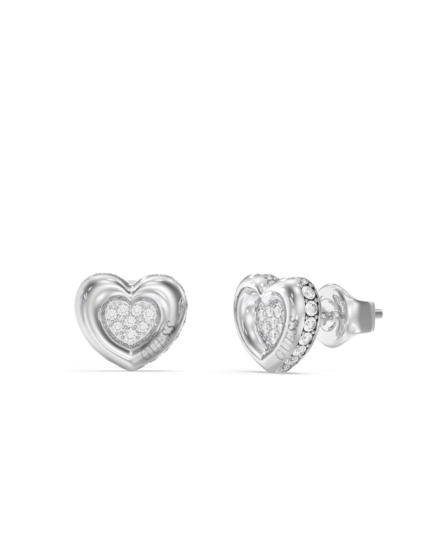 Guess Womens L.O.V.E. 10mm Heart Pave Studs UBE05466RH