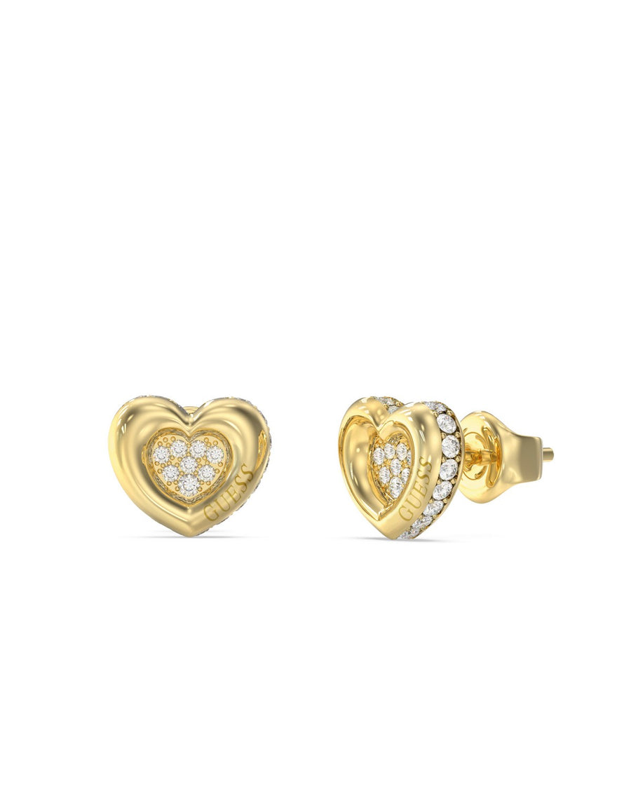 Guess Womens L.O.V.E. 10mm Heart Pave Studs UBE05466YG