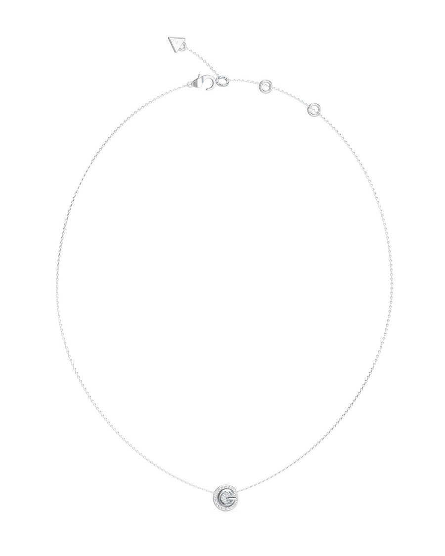 Guess Womens G Crystal 16-18" G Coin Pave Necklace UBN05446RH