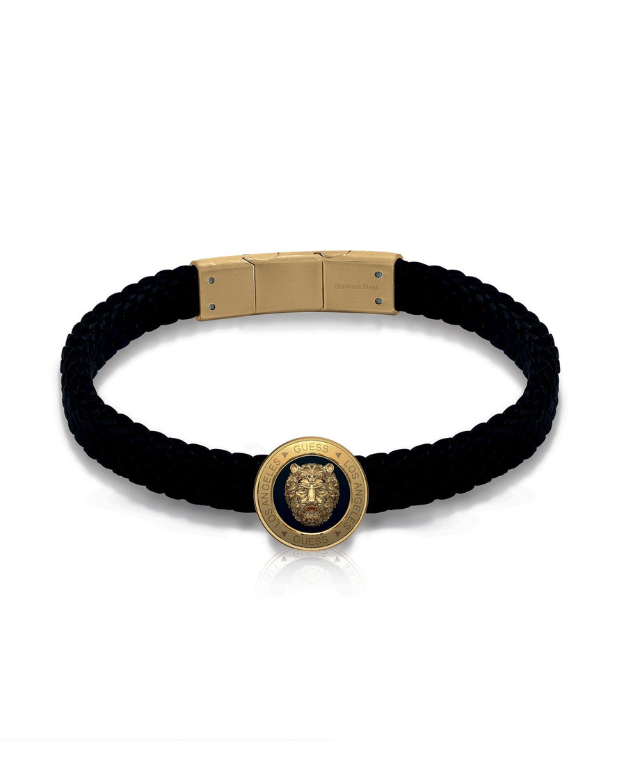 Guess Mens Lion King 14mm Lion Coin & Black Yg UMB01312YGBK