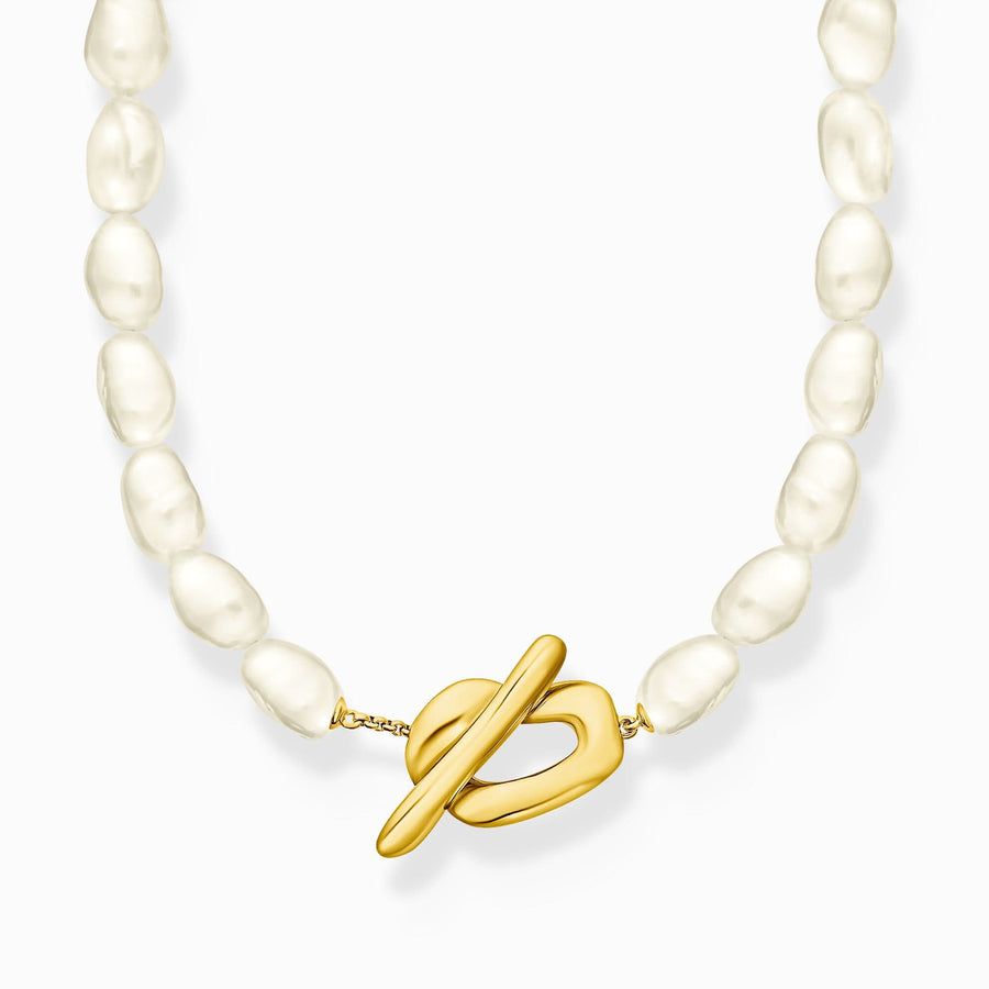 Natural Beauty Gold Plated Pearl Necklace KE2320-430-14