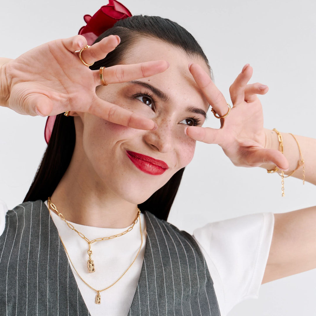 Charming Sterling Silver Gold Plated HARIBO Goldbears Necklace KE2325-413-39