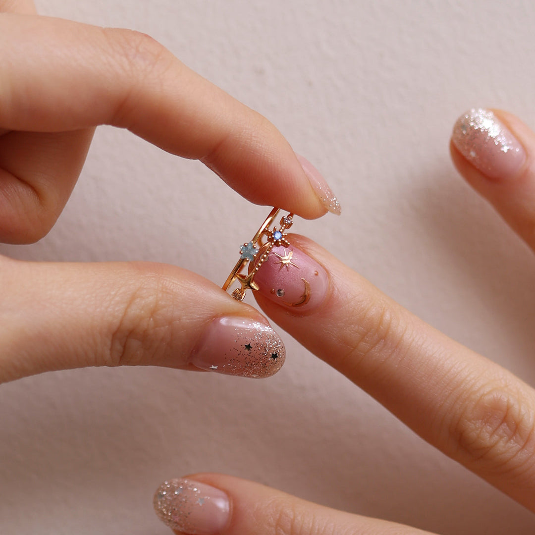 Blue topaz Star layered ring-1