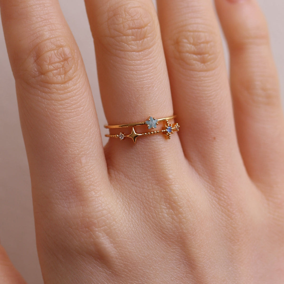 Blue topaz Star layered ring-2