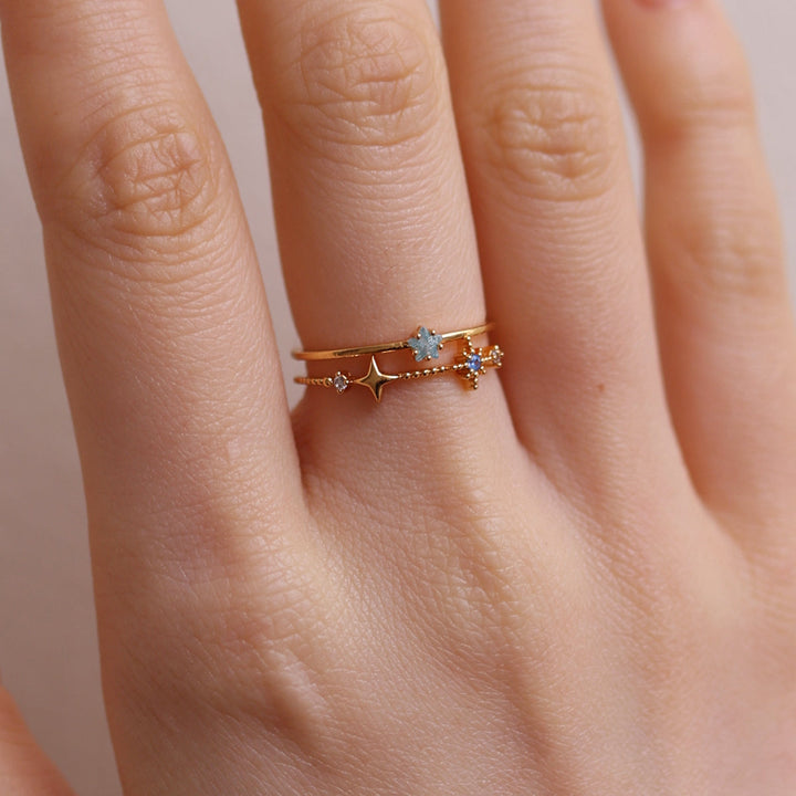 Blue topaz Star layered ring-2