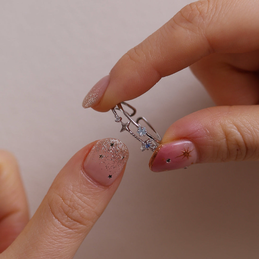 Blue topaz Star layered ring-3