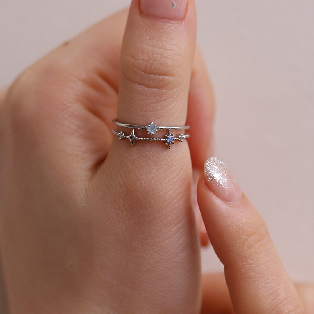 Blue topaz Star layered ring-4