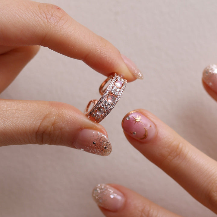 Moonstone flower layered ring-3