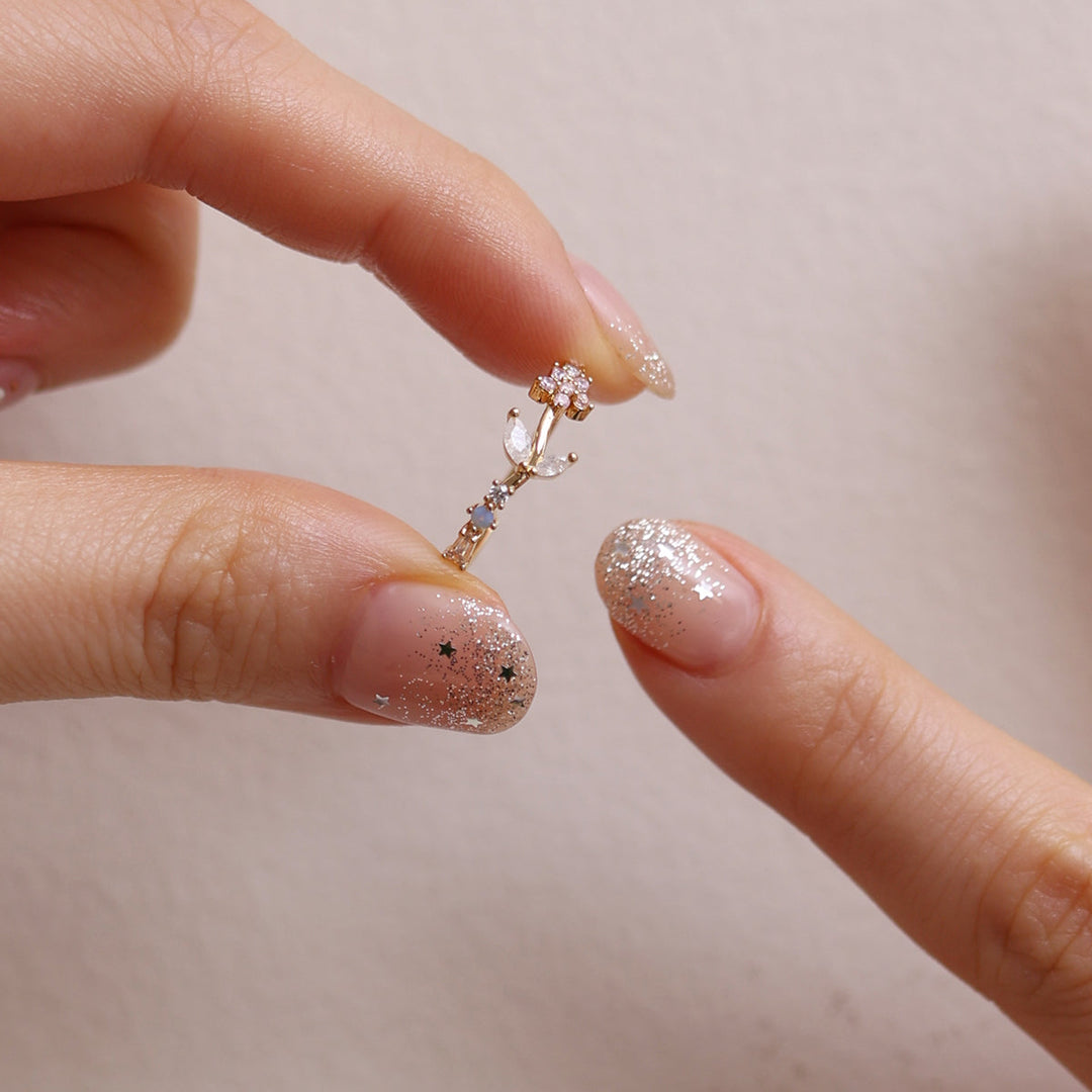 Moonstone flower leaf ring-1