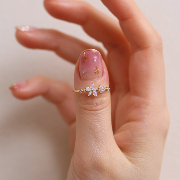 Moonstone Blossom Duo Ring