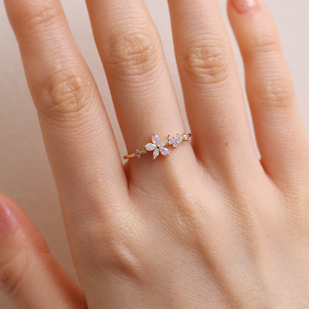 Moonstone Blossom Duo Ring