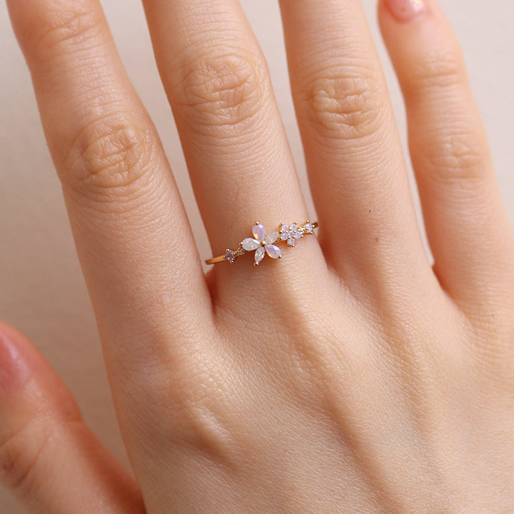 Moonstone Blossom Duo Ring