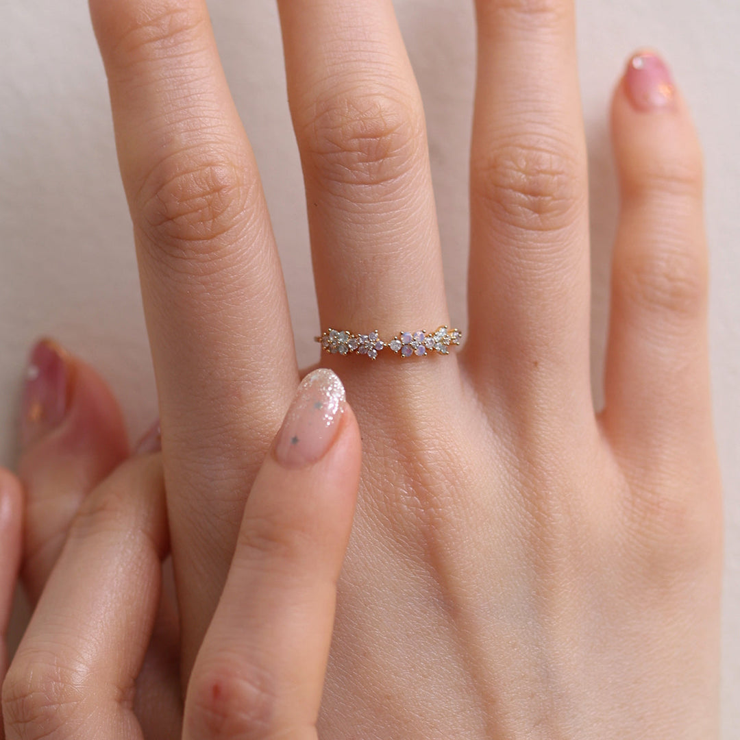 Floral Cluster Band Ring-2