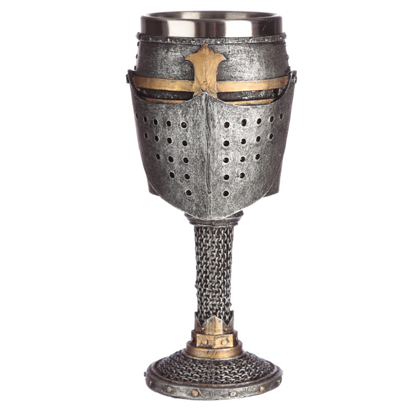 Decorative Medieval Helmet & Chain Mail Goblet KN187