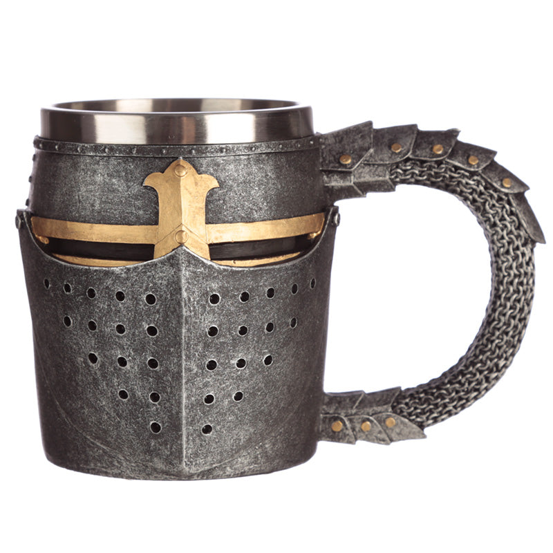 Decorative Medieval Helmet & Chain Mail Tankard KN189