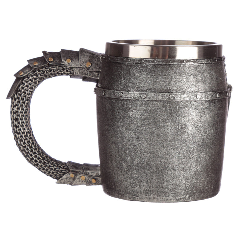 Decorative Medieval Helmet & Chain Mail Tankard KN189