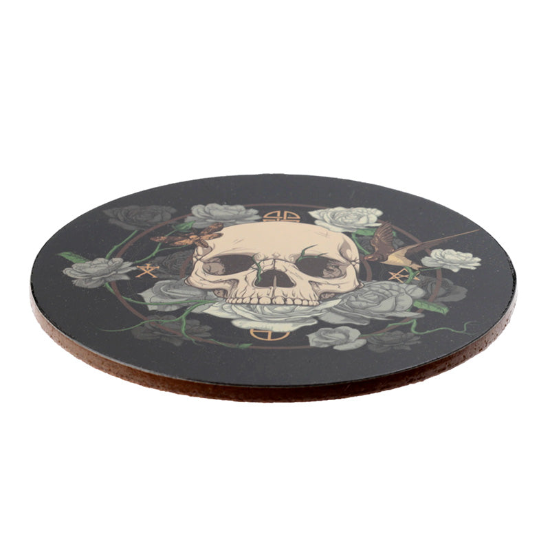 Skulls and Roses Set of 4 Cork Coasters KP72
