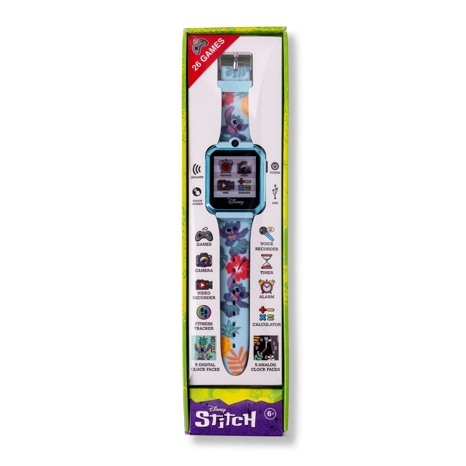 Smartwatch with floral design in packaging on a white background