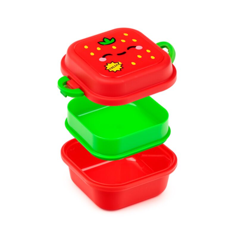 Elidi the Strawberry Foodiemals Clip Lock Stacked Bento Snack Lunch Box LBOX128